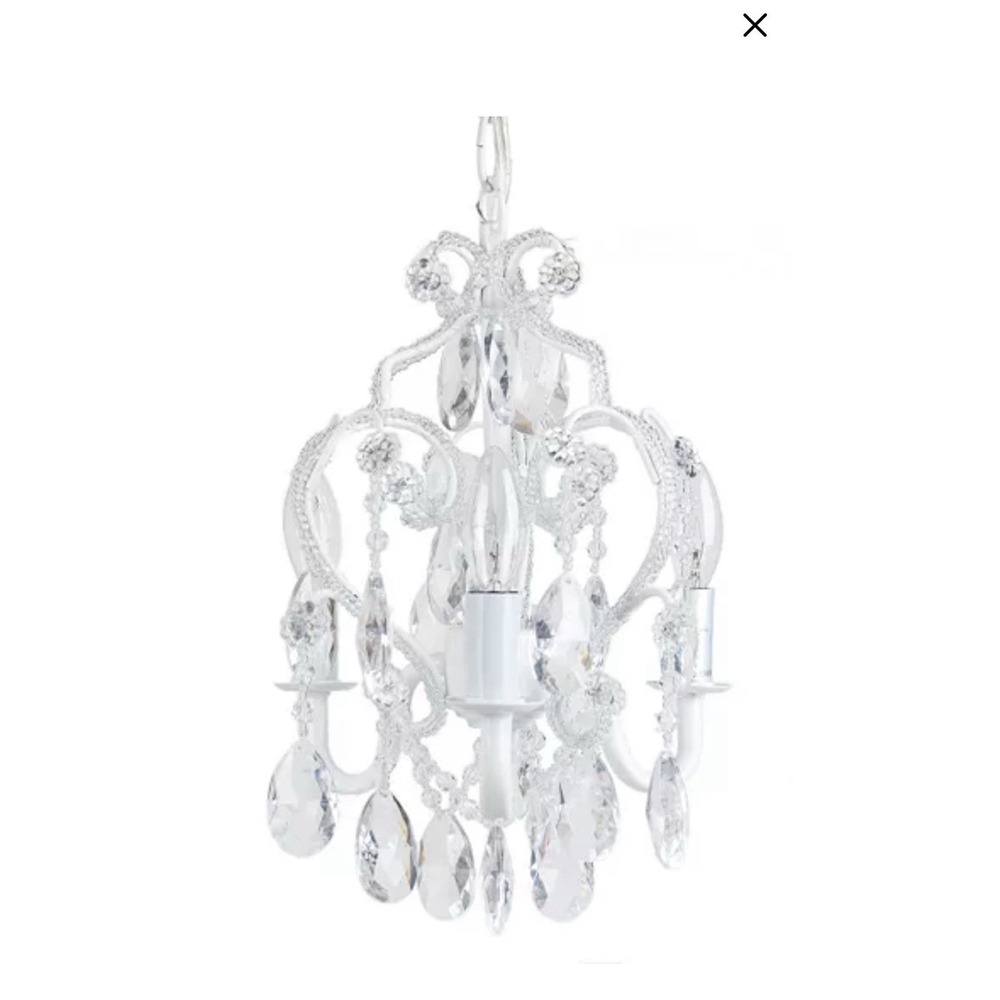 Hampton Bay 3-Light White Chandelier Candelabra Bulbs Crystal Like Accents New